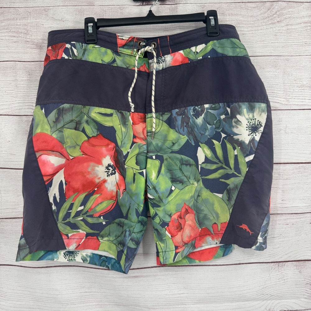 Tommy Bahama Floral Swim Trunks‎ Board Shorts Size XL Drawstring Vacation